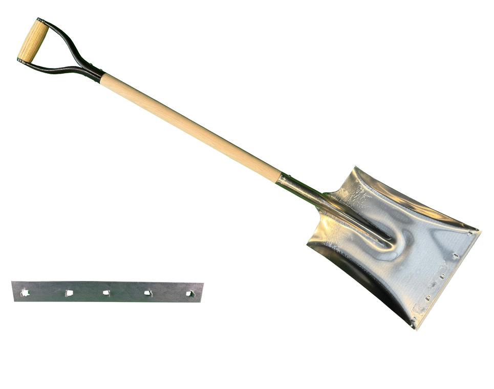 Aluminium transfer shovel large,with replacable steel edge and 80cm handle and metal D-grip